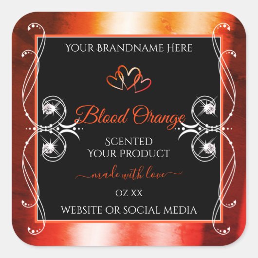 Elegant Oranje Red Product Labels juwelen zwart (Voorkant)