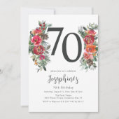 Elegant Oranje & Rode Bloem 70e Verjaardag Kaart (Voorkant)