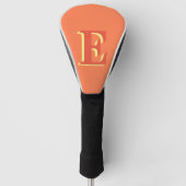 Elegant Oranje rood 3D Initiaal Letter | koraal Golfheadcover (Voorkant)
