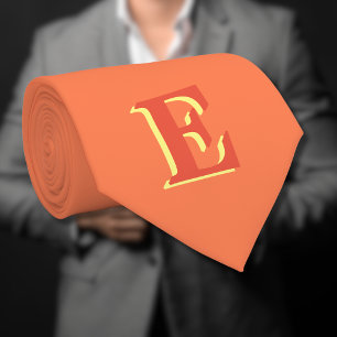 Elegant Oranje rood 3D Initiaal Letter   koraal Stropdas