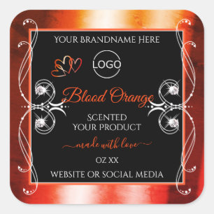 Elegant Oranje rood etiket Logo juwelen zwart