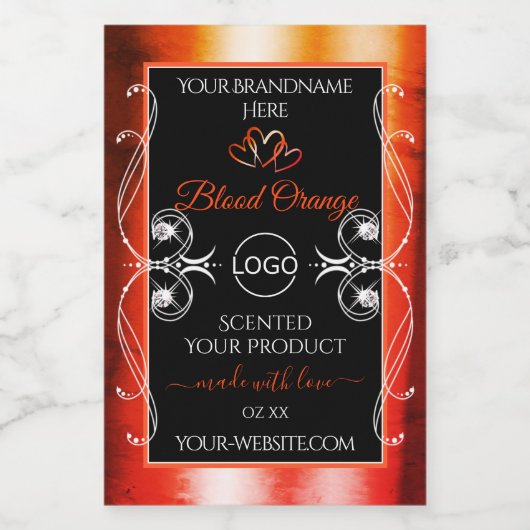 Elegant Oranje rood etiket Logo juwelen zwart (Enkel label)
