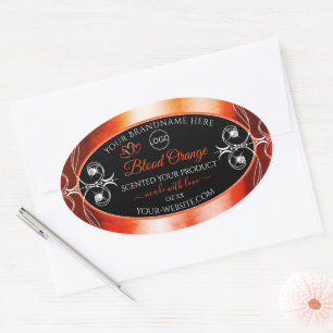 Elegant Oranje rood etiket Logo juwelen zwart