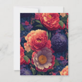 Elegant oranje rood paarse bloemen elegant script bedankkaart (Achterkant)