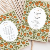 Elegant Oranje Roos en Green Heart Wedding Kaart