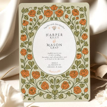 Elegant Oranje Roos en Green Heart Wedding