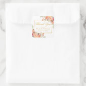Elegant Oranje Roos Floral Gold Lijst Hartelijk da Vierkante Sticker (Tas)