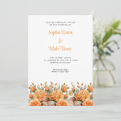 Elegant Oranje Roos Garden White Wedding Kaart (Staand voorkant)