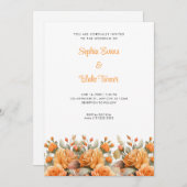 Elegant Oranje Roos Garden White Wedding Kaart (Voorkant / Achterkant)