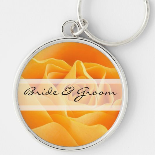 Elegant Oranje Roos Wedding Sleutelhanger (Voorkant)