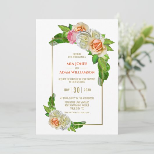 Elegant Oranje roze roze roodbruin Kaart (Staand voorkant)