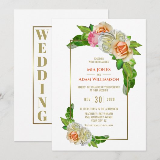 Elegant Oranje roze roze roodbruin Kaart (Voorkant / Achterkant)