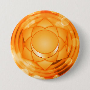 Elegant Oranje Sacral Chakra Zen Yoga Spiritueel Ronde Button 7,6 Cm