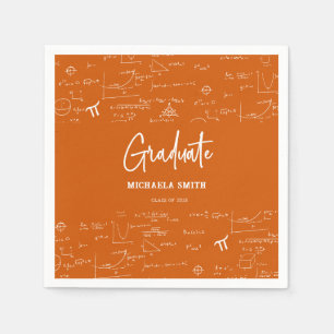 Elegant Oranje Script Wiskunde Afgestudeerd Servet
