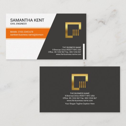 Elegant Oranje Stripe Trapezium Engineering Visitekaartje (Voorkant / Achterkant)