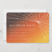 Elegant Oranje Sunset Spider Web Halloween Party Kaart (Voorkant)