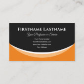 Elegant oranje vormen op zwart monogram 3d effect visitekaartje (Achterkant)