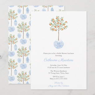 Elegant Oranje Vrijgezellenfeest Luncheon Party Kaart