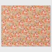 Elegant Oranje Waterverf Floral Cadeaupapier (Vlak)