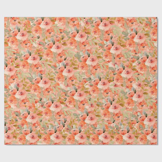 Elegant Oranje Waterverf Floral Cadeaupapier (Vlak)