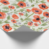 Elegant Oranje Waterverf Poppy Floral Pattern Cadeaupapier (Hoek)