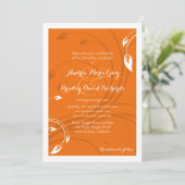 Elegant Oranje White Floral Wedding Invitation Kaart (Staand voorkant)