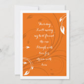 Elegant Oranje White Floral Wedding Invitation Kaart (Achterkant)