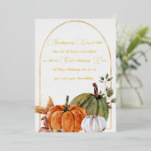 Elegant Oranje White Green Pumpkins Gold Script Folie Feestdagenkaart (Staand Voorkant)