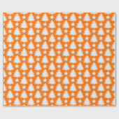Elegant Oranje White Kersttree Pattern Cadeau Cadeaupapier (Vlak)