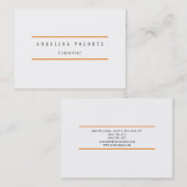 Elegant Oranje White Minimalist Plain Modern Visitekaartje (Voorkant / Achterkant)