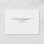 Elegant Oranje White Minimalist Plain Modern Visitekaartje (Achterkant)