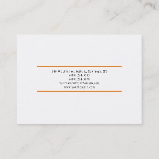 Elegant Oranje White Minimalist Plain Modern Visitekaartje (Achterkant)