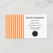 Elegant Oranje & White Stripes met Logo Visitekaartje (Voorkant)