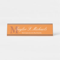 Elegant Oranje wit monogram & naam