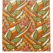 Elegant Oranje witte bloemen en zwijn Douchegordijn (Voorkant)