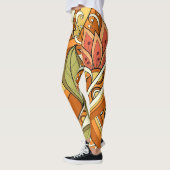 Elegant Oranje witte bloemen en zwijn Leggings (Links)
