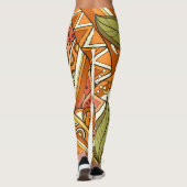 Elegant Oranje witte bloemen en zwijn Leggings (Achterkant)