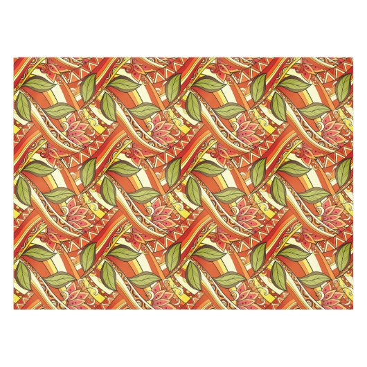 Elegant Oranje witte bloemen en zwijn Tafelkleed (Voorkant (Horizontaal))