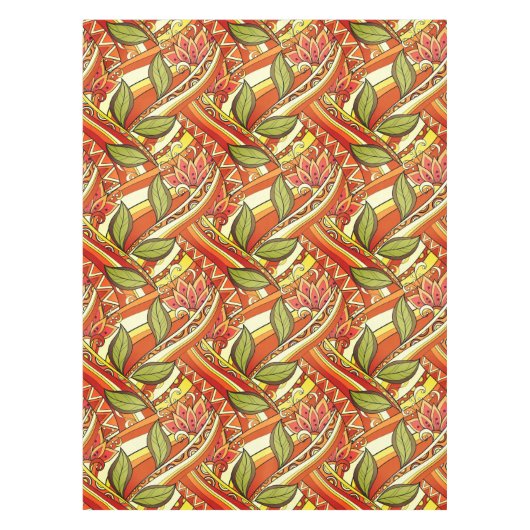 Elegant Oranje witte bloemen en zwijn Tafelkleed (Voorkant)