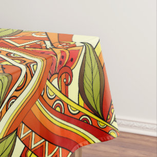 Elegant Oranje witte bloemen en zwijn Tafelkleed