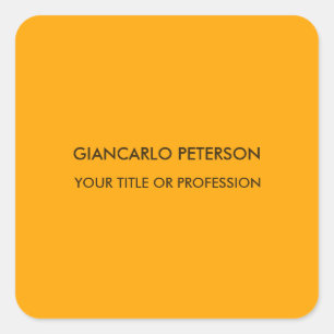 Elegant Oranje Yellow Minimalist Professional Vierkante Sticker