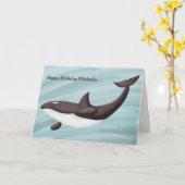 Elegant Orca Swimming Personalized Birthday Kaart (Gele Bloem)
