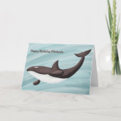 Elegant Orca Swimming Personalized Birthday Kaart (Voorkant)