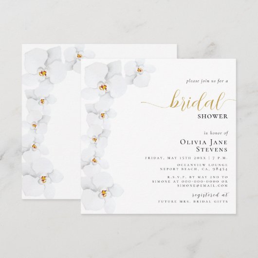 Elegant Orchid Bridal White Floral Vrijgezellenfee Kaart (Voorkant / Achterkant)