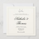 Elegant Orchid Crest Faux Embossed Ecru Bruiloft Kaart (Voorkant)