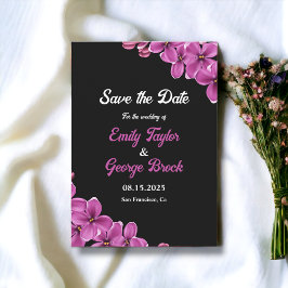 Elegant Orchid Flower Black Summer Floral Wedding Save The Date