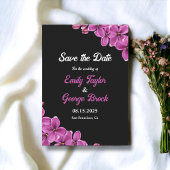 Elegant Orchid Flower Black Summer Floral Wedding Save The Date