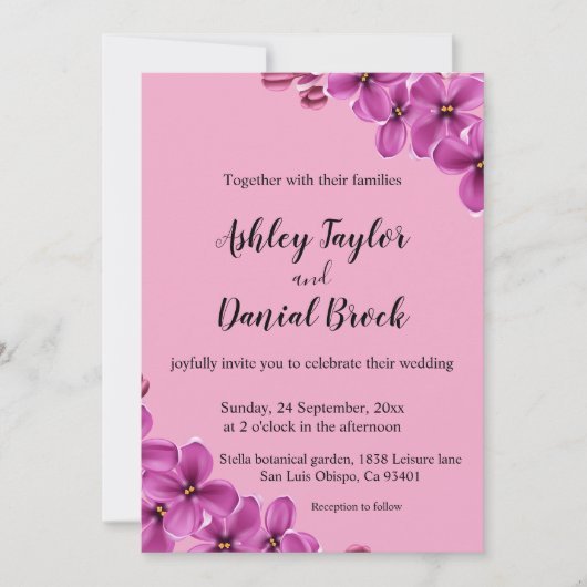 Elegant Orchid Flower Dusty Roos Floral Wedding Kaart (Voorkant)