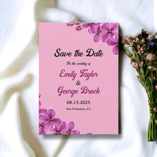 Elegant Orchid Flower Dusty Roos Floral Wedding Save The Date