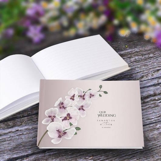 Elegant Orchid Minimalist Wedding Guest Book Gastenboek
